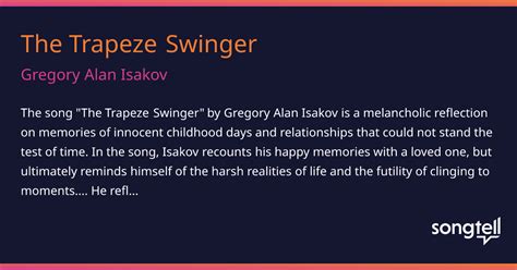 lyrics the trapeze swinger|The Meaning Behind The Song: Trapeze Swinger by Iron .